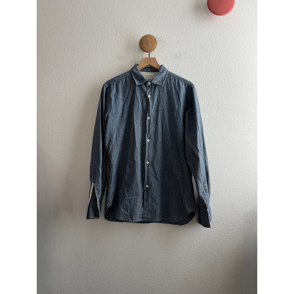 Universal Works Blue Chambray Cotton Long Sleeve Button Down Shirt Size Small